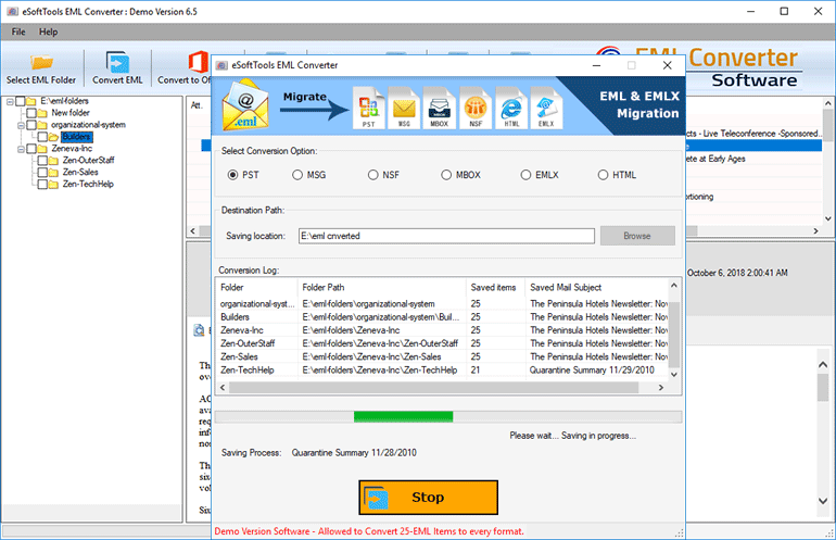 batch eml to pst converter for domino